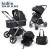 Poussette 3en1 avec cosy et nacelle G26 noir Kidilo