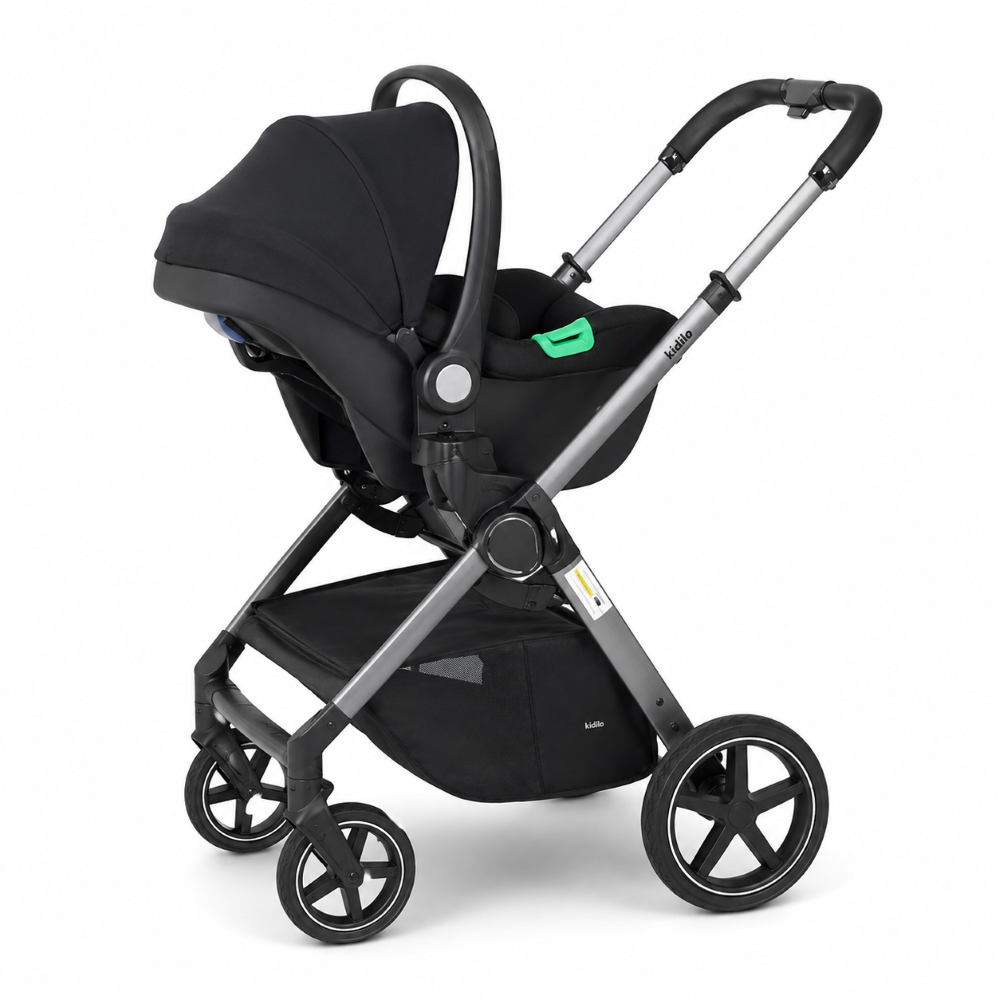 Poussette 3en1 avec cosy et nacelle G26 noir Kidilo