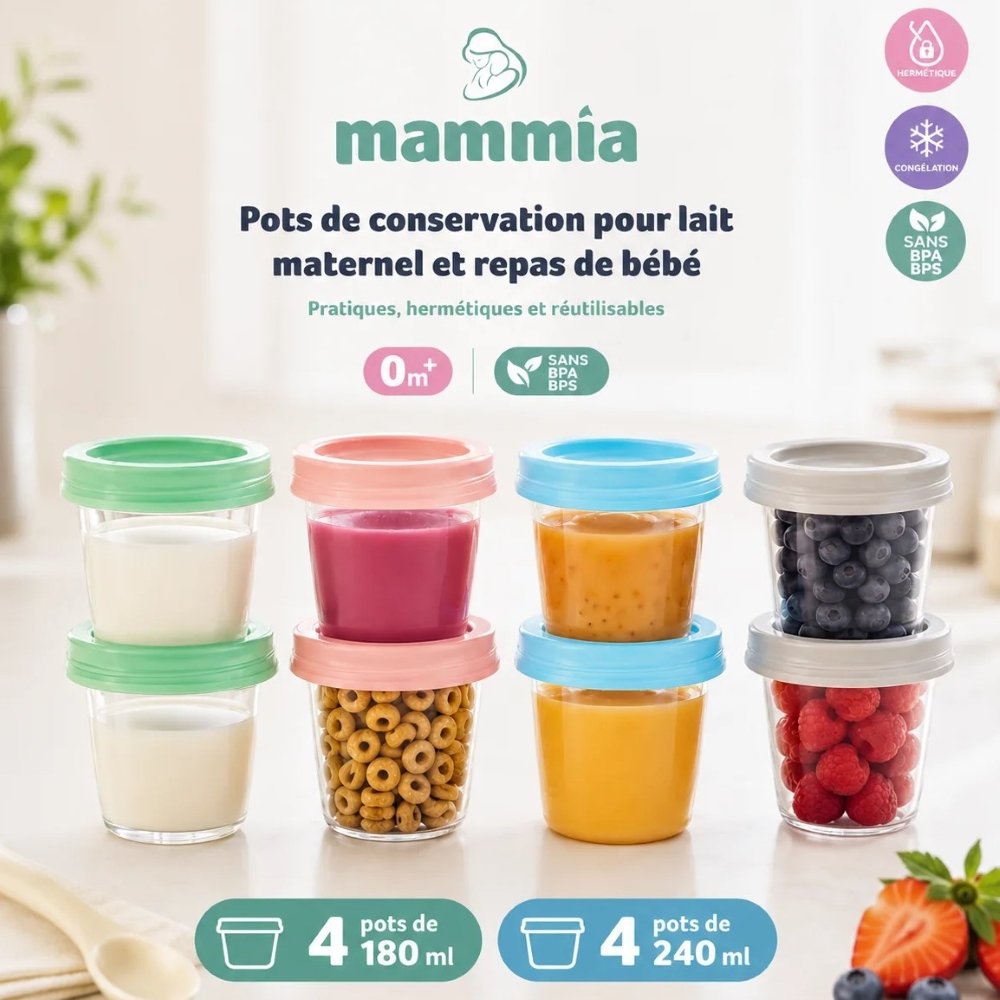 Pots de conservation Mammia 4*180ml + 4*240ml