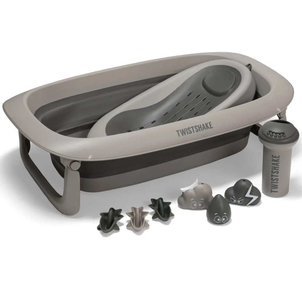 Baignoire pliable avec support et accessoires Gris Twistshake