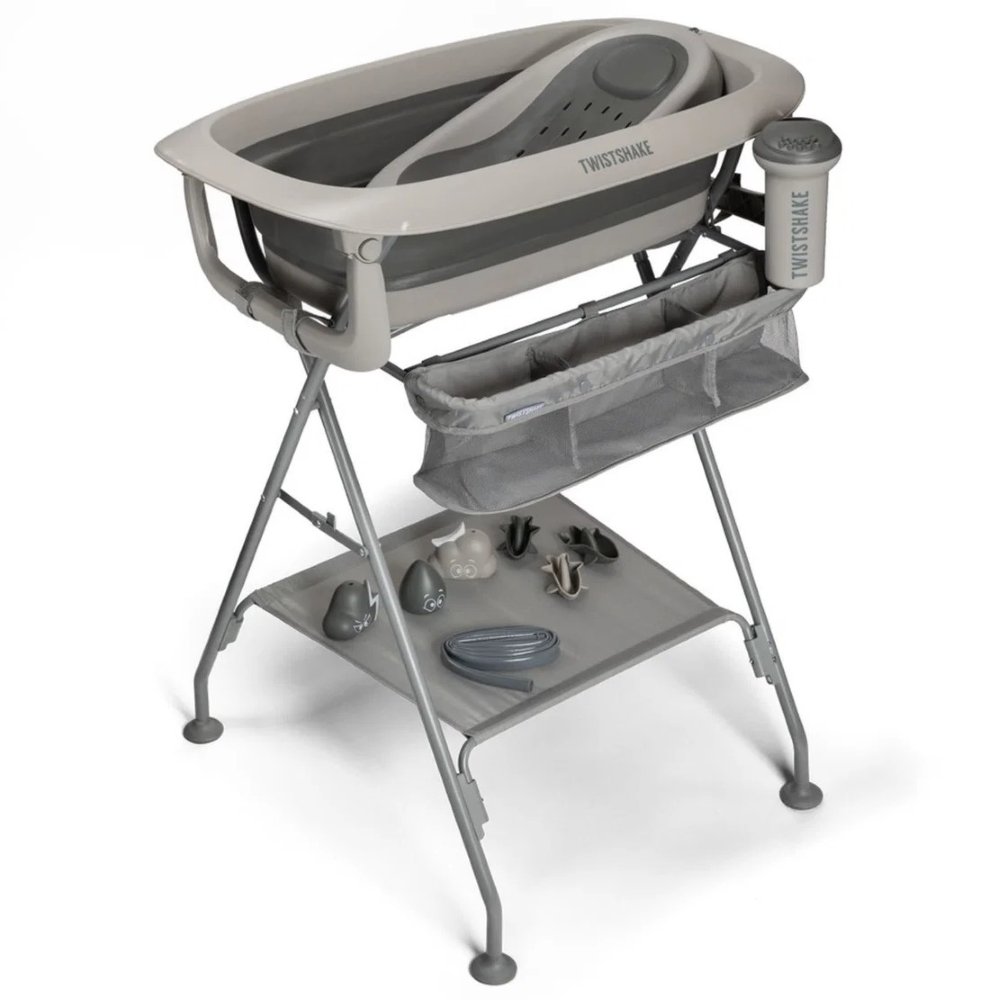 Baignoire pliable avec support et accessoires Gris Twistshake