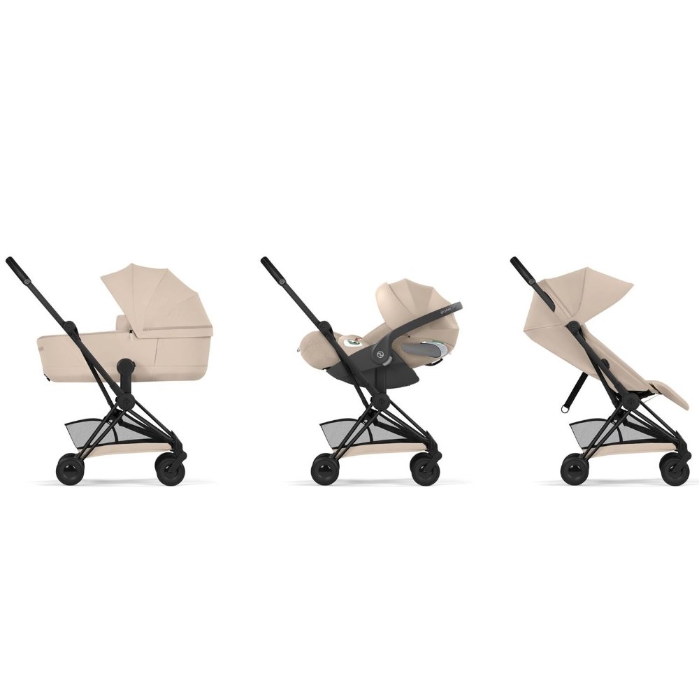 Duo Coya 2 et Nacelle pliable Matt Black Cozy Beige Cybex