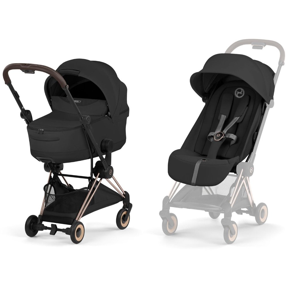duo-coya-2-et-nacelle-pliable-rose-gold-sepia-black-cybex Duo Coya 2 et Nacelle pliable Rose Gold Sepia Black Cybex