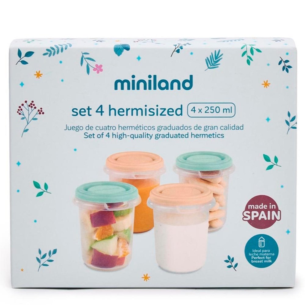 set-de-4-pots-de-conservation-250ml-multicouleur-miniland-7 Set de 4 pots de conservation 250ml Multicouleur Miniland