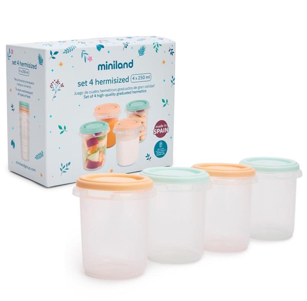 set-de-4-pots-de-conservation-250ml-multicouleur-miniland Set de 4 pots de conservation 250ml Multicouleur Miniland