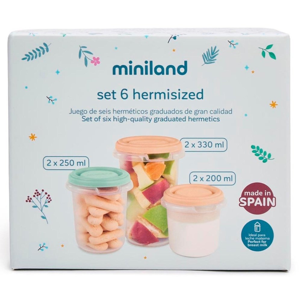 Set de 6 pots de conservation différentes taille Miniland