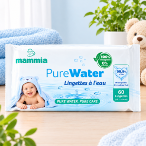 Lingettes à l'eau Purewater 60 unités Mammia